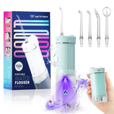 Irigator bucal portabil, JTF Sonic, F200 (5 capete, cablu de incarcare, sac de depozitare) cu UV Albastru